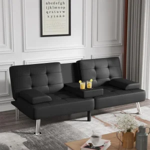 Convertible Recliner Lounge  with 2 Cup Holders, Removable Armrests (PU Leather)