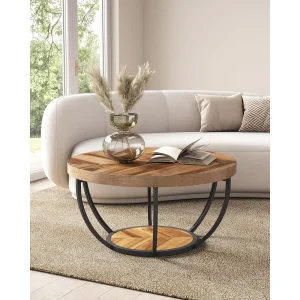 32"  2-Tier Circle Marble Coffee Table
