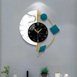 Silent Creative Semicircle Marble Quartz Wall Clock