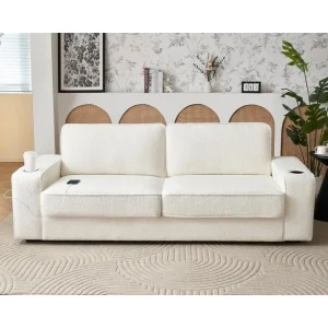 Modern Sofa, 89in with Cup Holders & USB Charging Ports