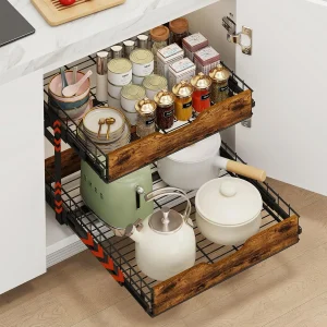 2 Tier 16W X 21 D Height Adjustable Slide Out Drawers.